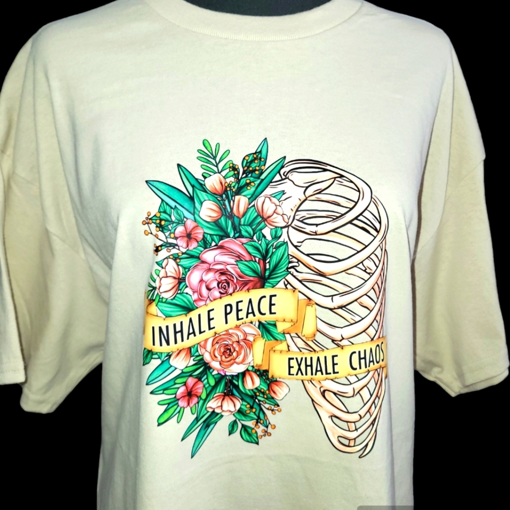 "Inhale Peace Exhale Chaos" Crew Neck T shirt